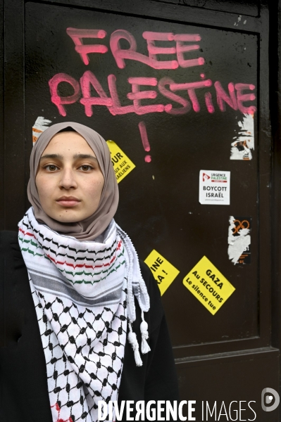 Conflit Israelo Palestinien. Manifestation  Gaza stop génocide  , à Paris. Israel-Gaza conflict.