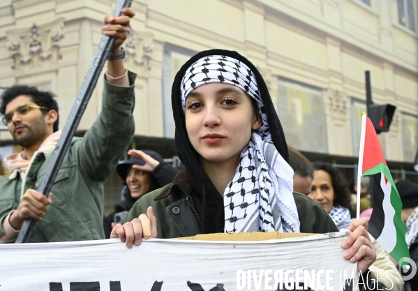 Conflit Israelo Palestinien. Manifestation  Gaza stop génocide  , à Paris. Israel-Gaza conflict.