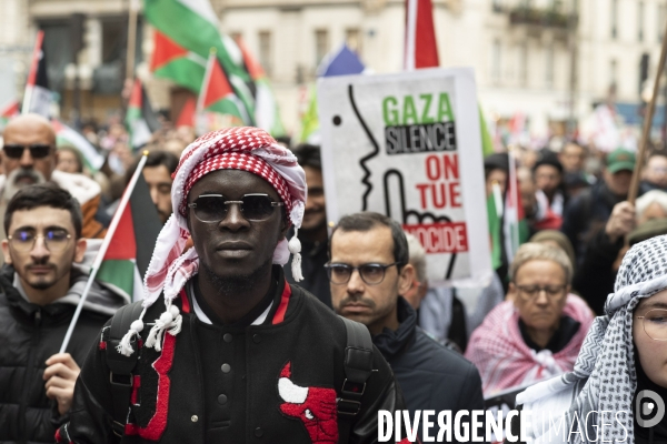 Conflit Israelo Palestinien. Manifestation  Gaza stop génocide  , à Paris. Israel-Gaza conflict.