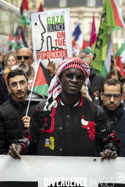 Conflit Israelo Palestinien. Manifestation  Gaza stop génocide  , à Paris. Israel-Gaza conflict.