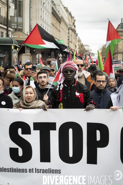 Conflit Israelo Palestinien. Manifestation  Gaza stop génocide  , à Paris. Israel-Gaza conflict.
