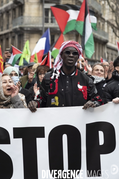 Conflit Israelo Palestinien. Manifestation  Gaza stop génocide  , à Paris. Israel-Gaza conflict.