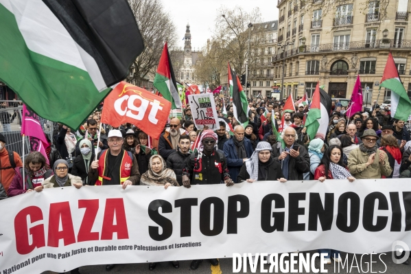 Conflit Israelo Palestinien. Manifestation  Gaza stop génocide  , à Paris. Israel-Gaza conflict.