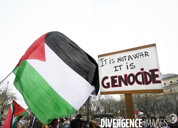 Conflit Israelo Palestinien. Manifestation  Gaza stop génocide  , à Paris. Israel-Gaza conflict.