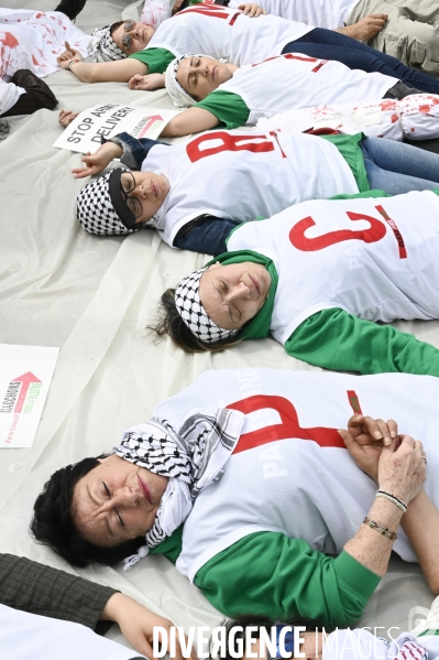 Conflit Israelo Palestinien.   Grève de la faim en soutien à Gaza   , Paris, le 6 avril. Israel-Gaza conflict.