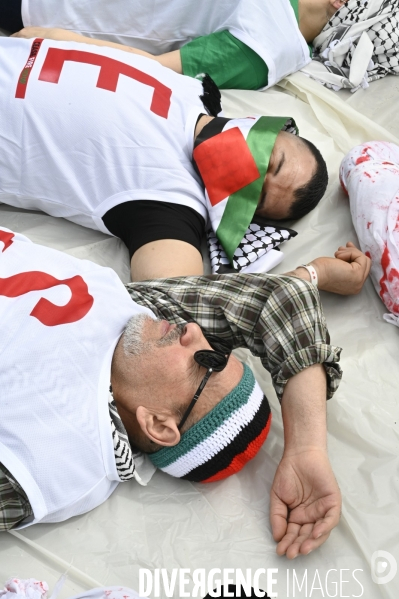 Conflit Israelo Palestinien.   Grève de la faim en soutien à Gaza   , Paris, le 6 avril. Israel-Gaza conflict.