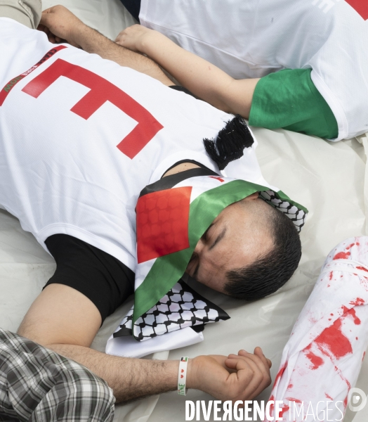 Conflit Israelo Palestinien.   Grève de la faim en soutien à Gaza   , Paris, le 6 avril. Israel-Gaza conflict.