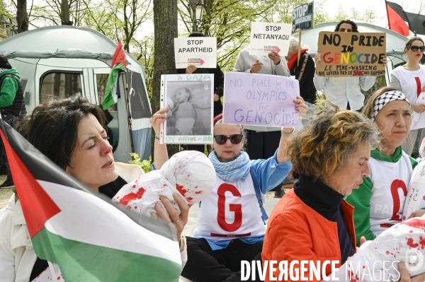 Conflit Israelo Palestinien.   Grève de la faim en soutien à Gaza   , Paris, le 6 avril. Israel-Gaza conflict.