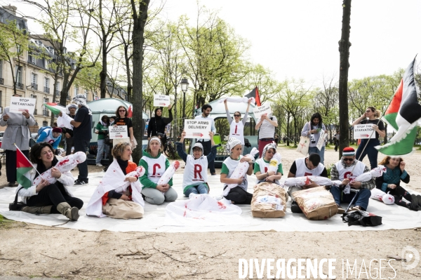 Conflit Israelo Palestinien.   Grève de la faim en soutien à Gaza   , Paris, le 6 avril. Israel-Gaza conflict.