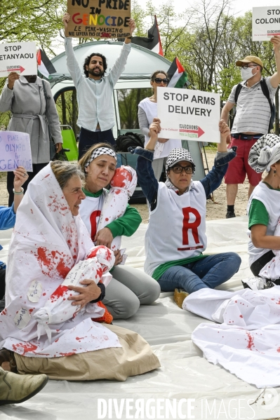 Conflit Israelo Palestinien.   Grève de la faim en soutien à Gaza   , Paris, le 6 avril. Israel-Gaza conflict.