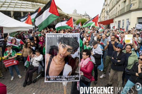 Rassemblement en soutien a la palestine.  Gaza stop génocide  , à Paris. Israel-Gaza conflict. FREE PALESTINE