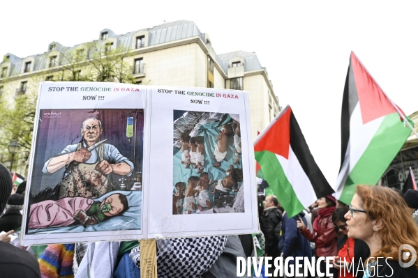 Rassemblement en soutien a la palestine.  Gaza stop génocide  , à Paris. Israel-Gaza conflict. FREE PALESTINE