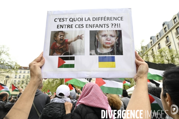 Rassemblement en soutien a la palestine.  Gaza stop génocide  , à Paris. Israel-Gaza conflict. FREE PALESTINE