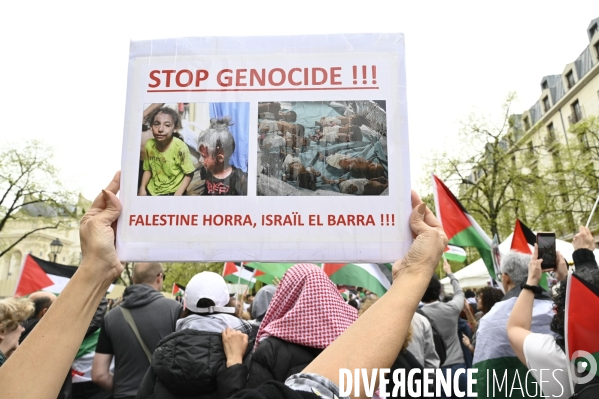 Rassemblement en soutien a la palestine.  Gaza stop génocide  , à Paris. Israel-Gaza conflict. FREE PALESTINE