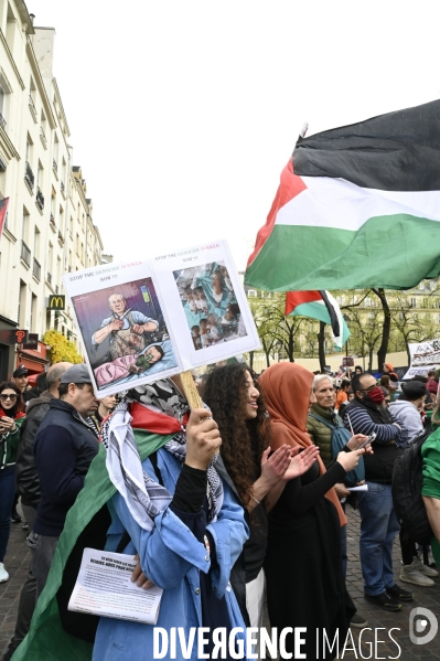 Rassemblement en soutien a la palestine.  Gaza stop génocide  , à Paris. Israel-Gaza conflict. FREE PALESTINE