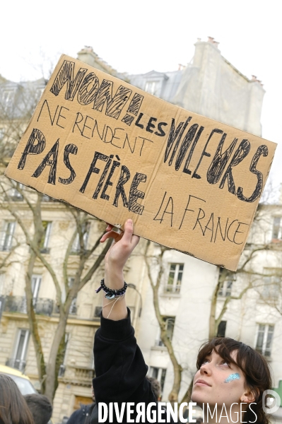 Manifestation pour La Journée internationale des droits des femmes, le 8 Mars 2024. International women sday in Paris.