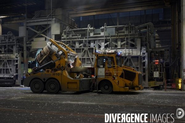 La fonderie Aluminium Dunkerque, à Loon-Plage, le 11 mars 2024. Plus grande fonderie d’aluminium d’Europe et premier consommateur électrique français.