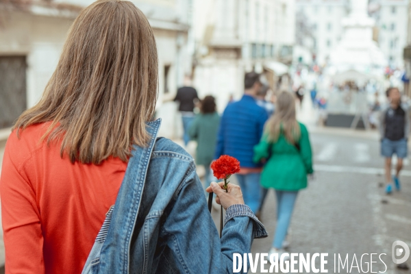 Manifestation pour les cinquante ans de la révolution des oeillets à Lisbonne