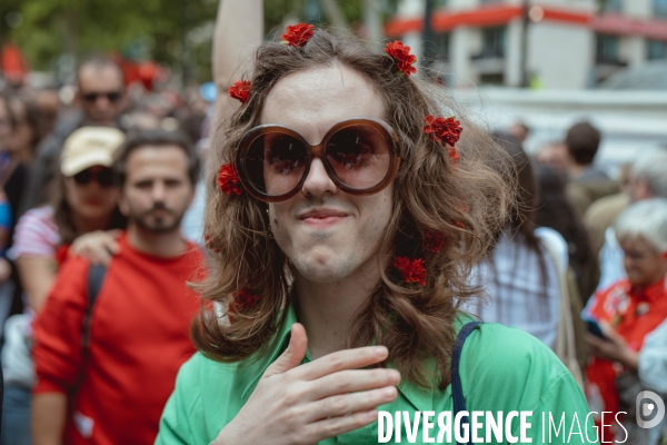 Manifestation pour les cinquante ans de la révolution des oeillets à Lisbonne