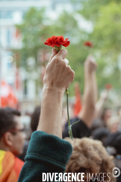 Manifestation pour les cinquante ans de la révolution des oeillets à Lisbonne