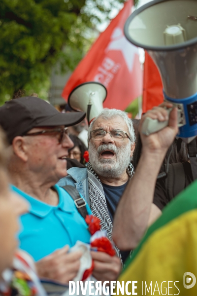 Manifestation pour les cinquante ans de la révolution des oeillets à Lisbonne