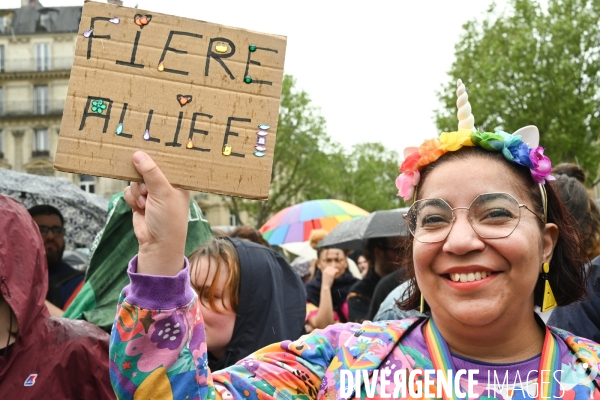 Rassemblement contre la transphobie et pour la visibilité des personnes trans, à Paris, France,