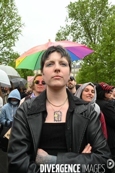 Rassemblement contre la transphobie et pour la visibilité des personnes trans, à Paris, France,