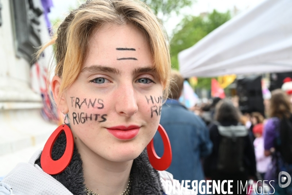 Rassemblement contre la transphobie et pour la visibilité des personnes trans, à Paris, France,