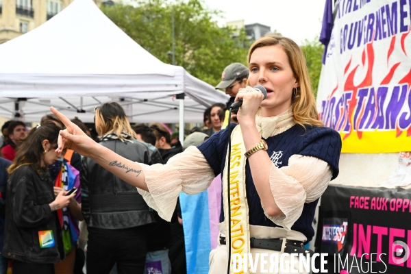Rassemblement contre la transphobie et pour la visibilité des personnes trans, à Paris, France,