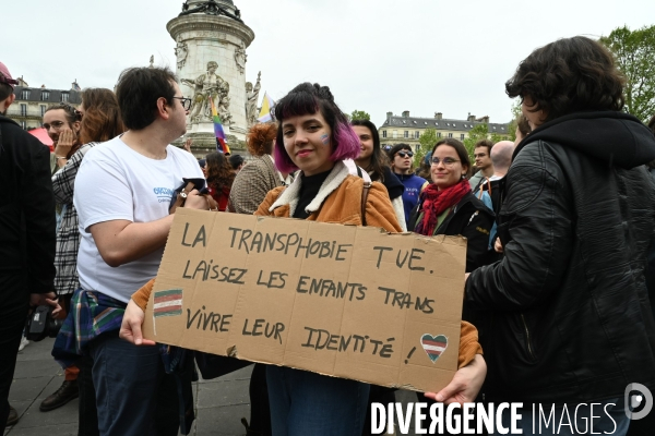 Rassemblement contre la transphobie et pour la visibilité des personnes trans, à Paris, France,