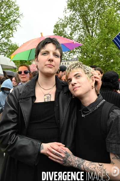Rassemblement contre la transphobie et pour la visibilité des personnes trans, à Paris, France,