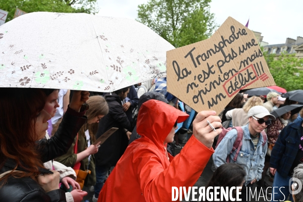 Rassemblement contre la transphobie et pour la visibilité des personnes trans, à Paris, France,