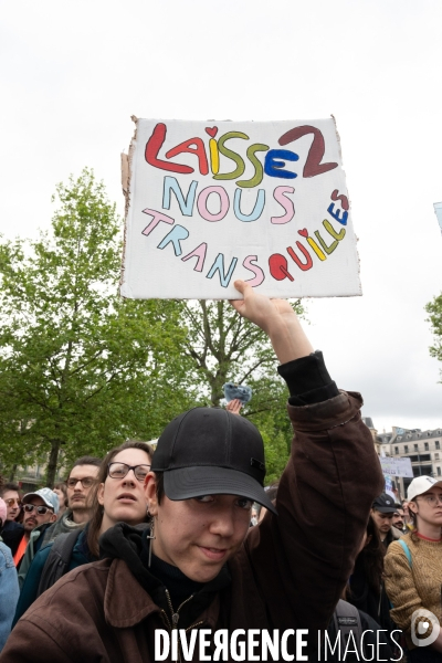 Rassemblement contre la transphobie et pour la visibilité des personnes trans, à Paris, France,