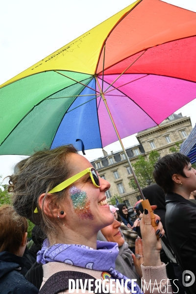 Rassemblement contre la transphobie et pour la visibilité des personnes trans, à Paris, France,
