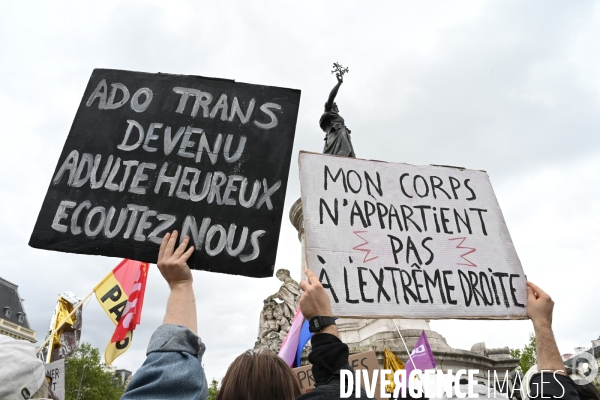 Rassemblement contre la transphobie et pour la visibilité des personnes trans, à Paris, France,