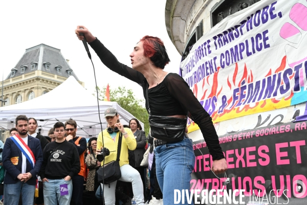 Rassemblement contre la transphobie et pour la visibilité des personnes trans, à Paris, France,