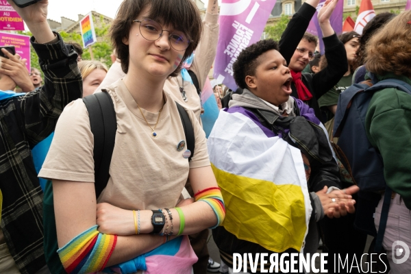 Rassemblement contre la transphobie et pour la visibilité des personnes trans, à Paris, France,