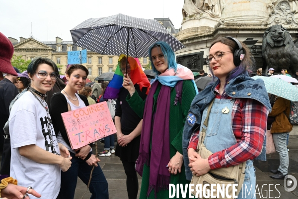 Rassemblement contre la transphobie et pour la visibilité des personnes trans, à Paris, France,