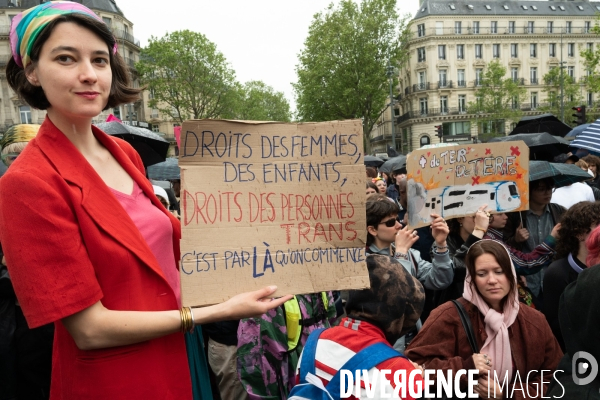 Rassemblement contre la transphobie et pour la visibilité des personnes trans, à Paris, France,