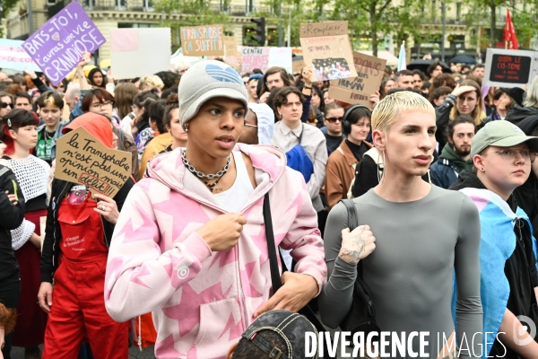 Rassemblement contre la transphobie et pour la visibilité des personnes trans, à Paris, France,