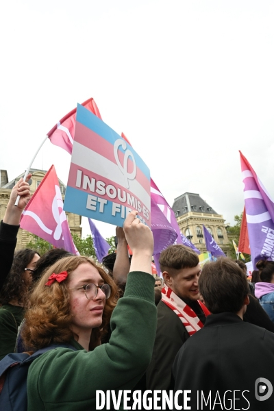 Rassemblement contre la transphobie et pour la visibilité des personnes trans, à Paris, France,