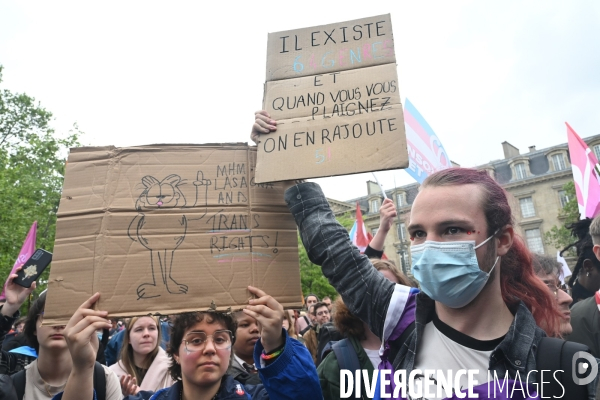 Rassemblement contre la transphobie et pour la visibilité des personnes trans, à Paris, France,