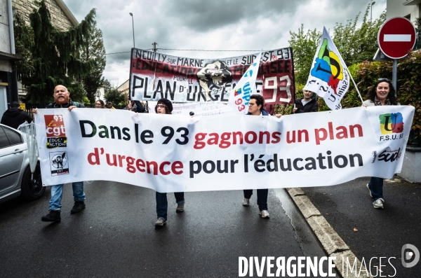 Les enseignants de Seine-Saint-Denis manifestent.