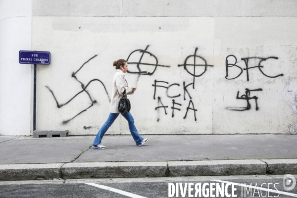 Tags fascistes dans une rue du centre ville de Bordeaux.