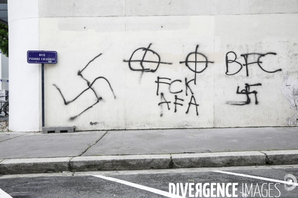 Tags fascistes dans une rue du centre ville de Bordeaux.