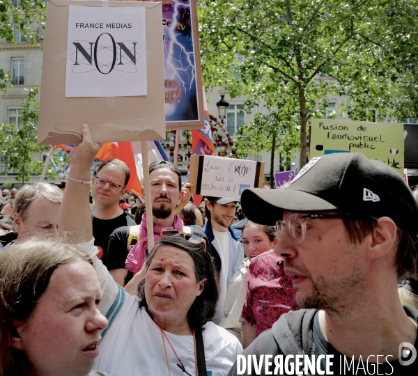 Rassemblement contre le projet de fusion des médias de l’audiovisuel public