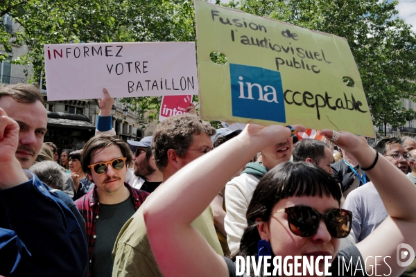 Rassemblement contre le projet de fusion des médias de l’audiovisuel public