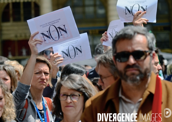 Rassemblement contre le projet de fusion des médias de l’audiovisuel public