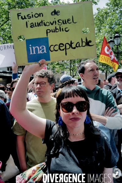 Rassemblement contre le projet de fusion des médias de l’audiovisuel public