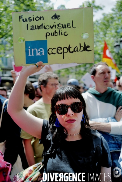Rassemblement contre le projet de fusion des médias de l’audiovisuel public